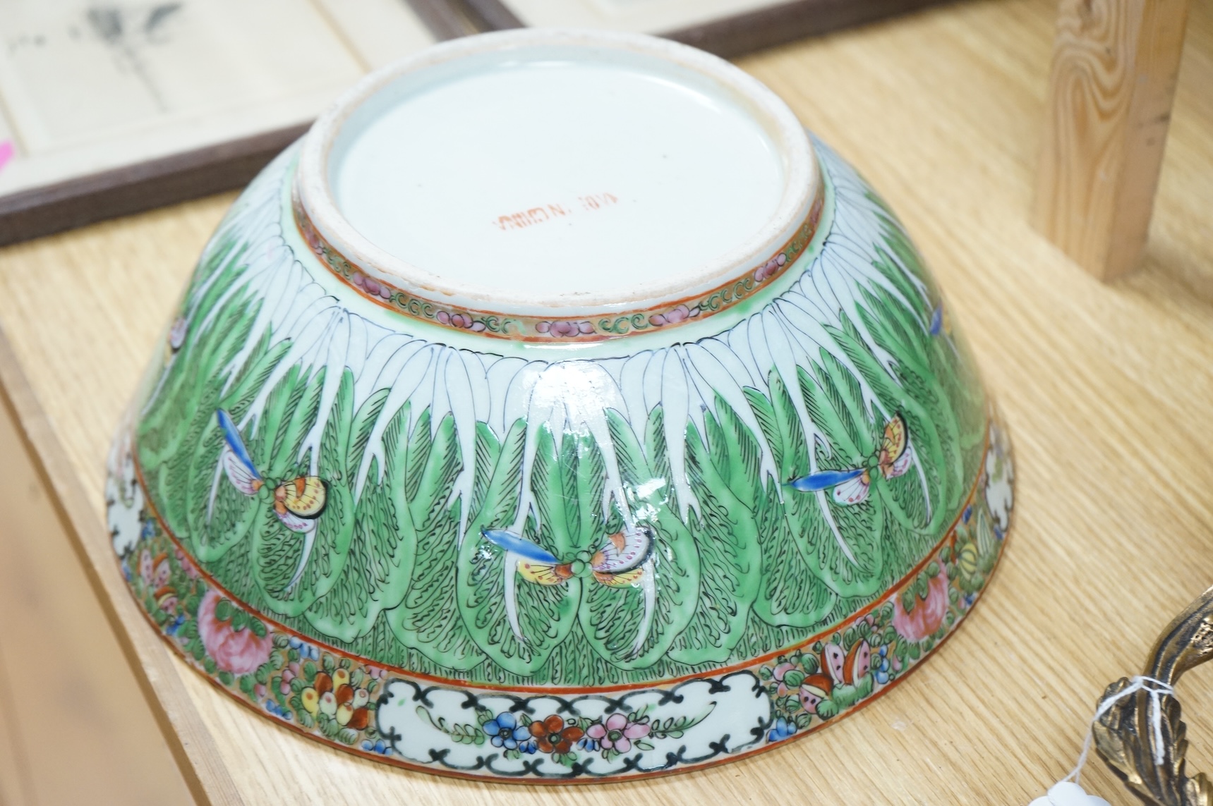 An early 20th century Chinese ‘cabbage’ punch bowl, 29.5cm